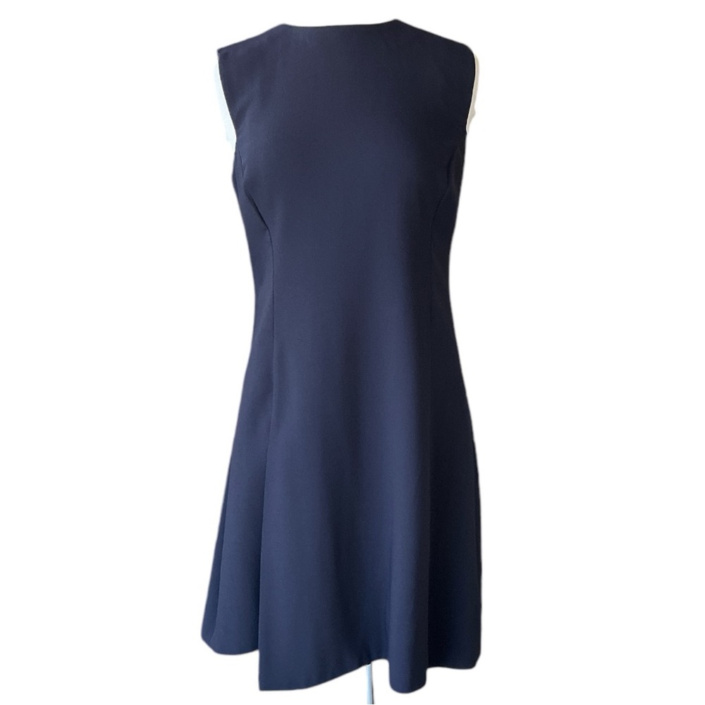Versace Luxury dress size 46 lined sheath Italy Gianni Versace vintage 90s navy